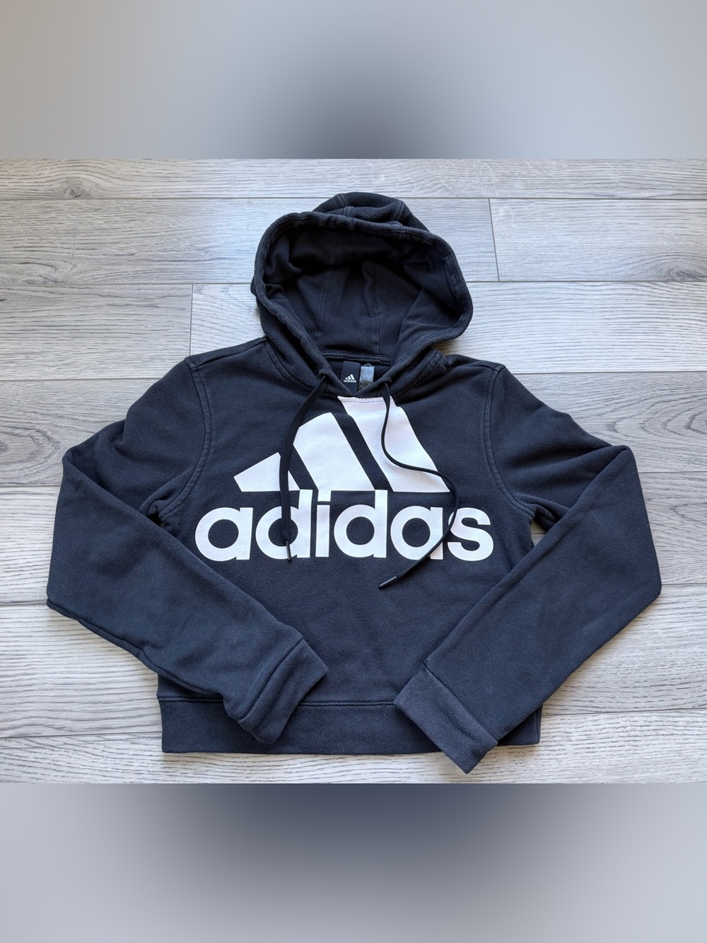 Adidas Black Hoodie with White Logo size xs